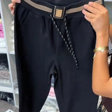 Pantalon Élégant À Cordon Et Taille Élastique