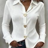 Chemise Boutonnage En Forme De Cœur Col