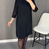 Robe plissée en maille patchwork de couleur unie