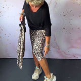 Pantalon court svelte imprimé léopard