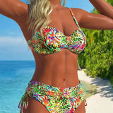 Maillot de Bain en Deux Pièces Accrocheur avec Motif Léopard