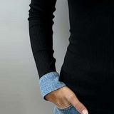 Haut Couleur Contrastante Patte Col V Manche Longue