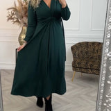 Robe sexy unie avec manches longues