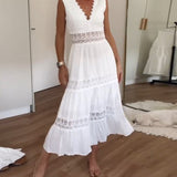Robe débardeur col V en dentelle