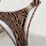 Bikini Imprimé Zèbre Sexy Lacé