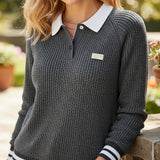 Pull Col Chemise Contrasté