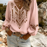 Blouse Manche Bouffante Col V Coupe Ample