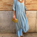 Imprimé Décolleté Ronde Robe Longue Casual Haut Deux Pièces