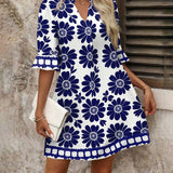 Robe Droite Élégante avec Imprimé Floral