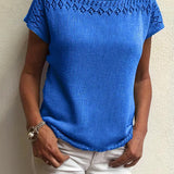 Pull décontracté à manches courtes de couleur unie