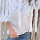 Chemise Unie Col Rabattu Boutons Imprimé