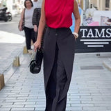 Pantalon Asymétrique À Couches Jambes Larges