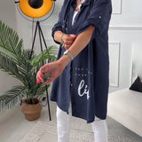 Manteau à capuche boutonné imprimé lettre
