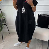 Robe décontractée à manches courtes et imprimé lettre simple