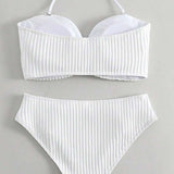 Maillot De Bain Halter Uni Rayé