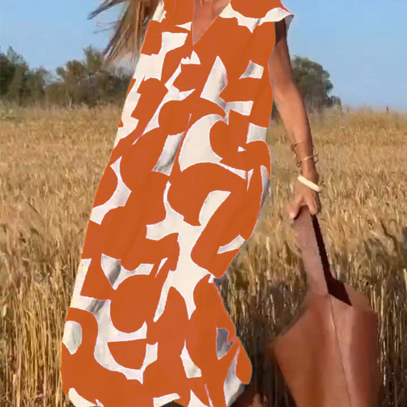 Robe avec imprimé et col en V