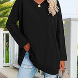T-shirt femme uni col V manches longues