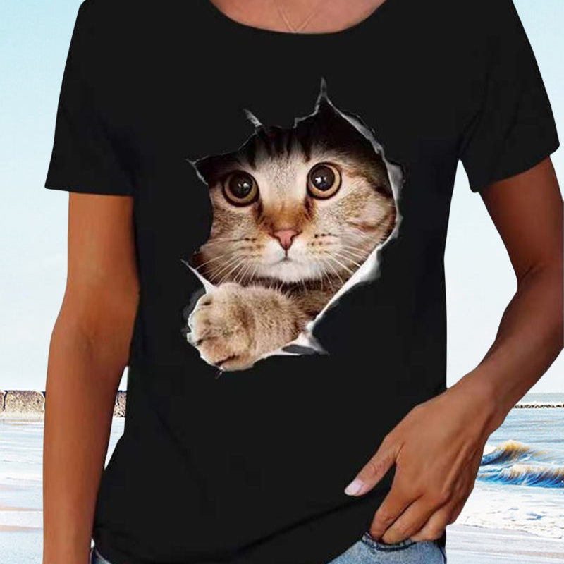 T-shirt avec imprimé chat