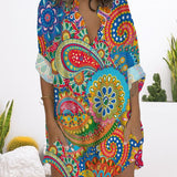 Robe boutonnée à manches longues et poche