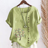 T-shirt col rond imprimé feuilles