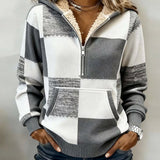 Sweat À Capuche Tendance À Demi-Fermeture Et Imprimé