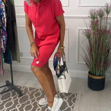 Robe décontractée à capuche et manches courtes