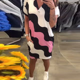 Robe À Col En V Avec Imprimé Ondulé