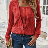 Pull Faux Deux-Pièces Tricoté