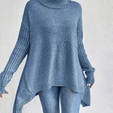 Pull Ample à Col Montant Asymétrique