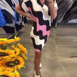 Robe À Col En V Avec Imprimé Ondulé