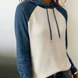 Sweat À Capuche Stylé Denim Tricoté Patchwork