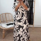 Robe À Col Rond Et Manches Longues Imprimée