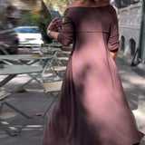 Robe À Manches Longues De Couleur Unie Irrégulière