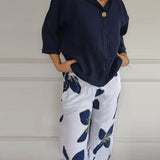 Ensemble Col Rond Décontracté Pantalon Imprimé