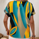 T-Shirt Col Rond Imprimé Contrasté