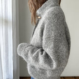 Cardigan uni à col montant et boutons en corne