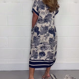 Robe à poche col V imprimé animal