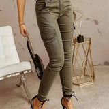 Pantalon Cargo Taille Moyenne Poches Ourlet