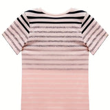 T-Shirt Col Rond Manches Courtes À Rayures