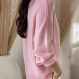 Pull décontracté couleur unie col en V