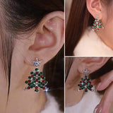 Boucles d'oreilles à tige en forme de sapin de noël