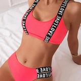 Bikini Lettre Bretelle Soutien-Gorge Deux Pièces