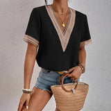 Evelina | Blouse à Col V en Dentelle Crochet pour Femme
