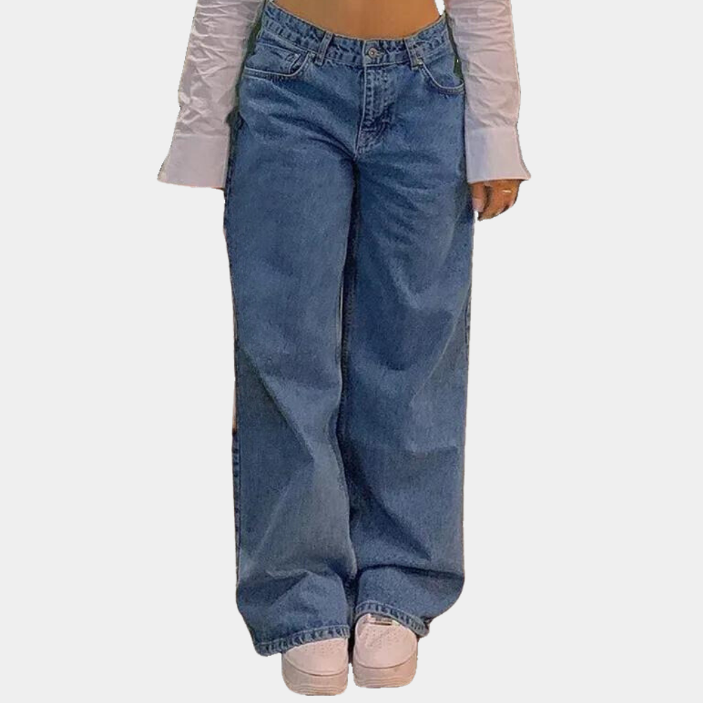 Fioraine | Jean taille basse à jambes larges pour femme