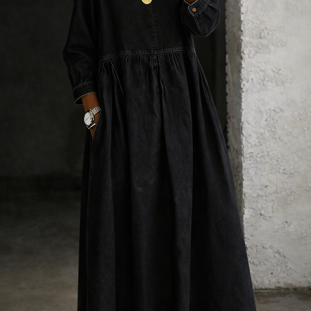Manon | Robe en jean à col Peter Pan
