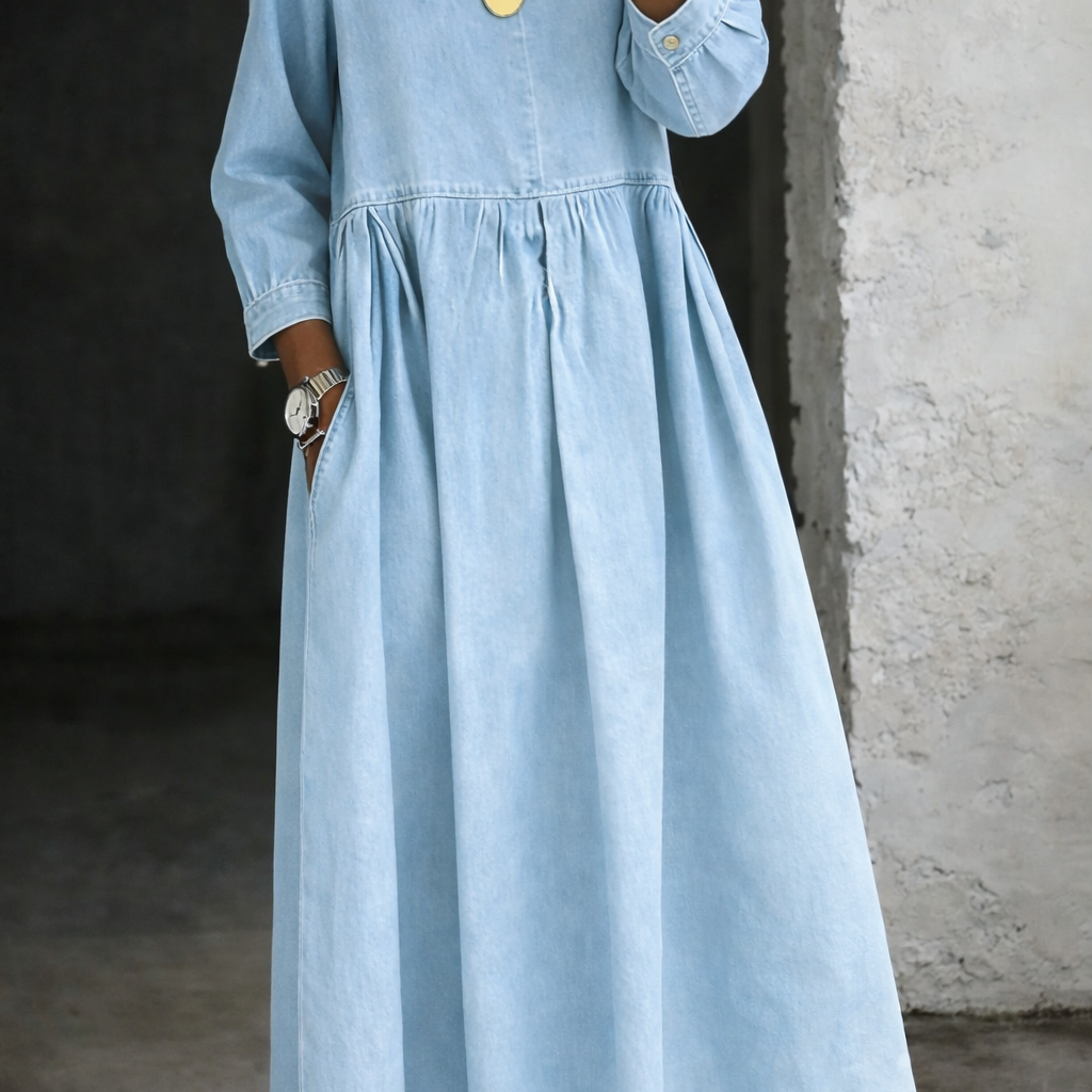 Manon | Robe en jean à col Peter Pan