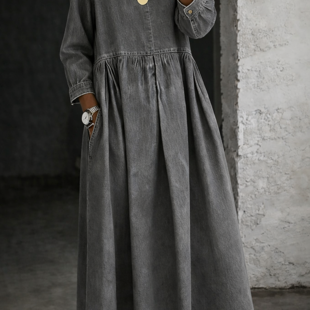 Manon | Robe en jean à col Peter Pan