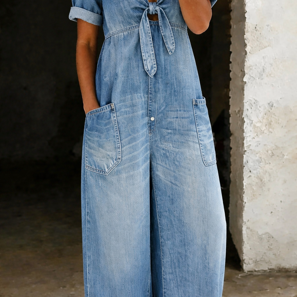Garance | Combinaison denim col V
