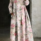 Margot | Robe en jean à col fleuri
