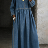 Elise | Robe en jean col rond manches longues